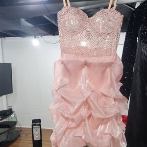 Pink Rhinestone Bustier Dress